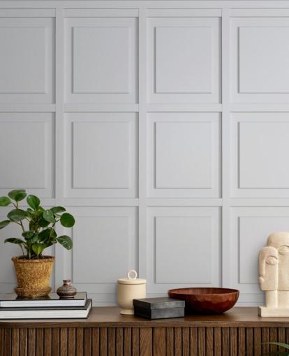 papel pintado de panel de madera en tonos blancos