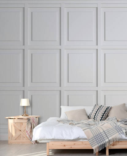 papel pintado de panel de madera en tonos blancos