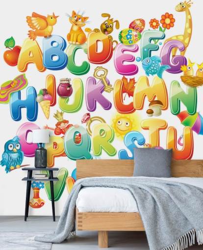Alphabet für Kinder mit Bildern Wandgemälde