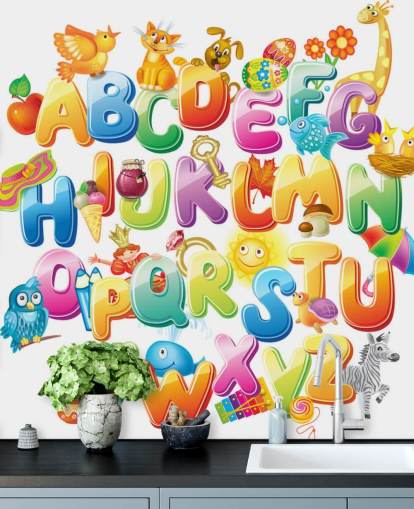 Papier Peint Fresque Alphabet pour enfants