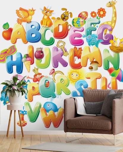 Alphabet für Kinder mit Bildern Wandgemälde Alphabet für Kinder mit Bildern Wandgemälde