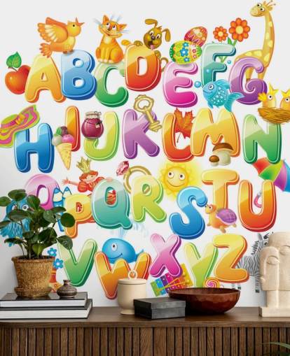 Mural de pared Alfabeto para niños con cuadros