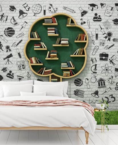 Boom boekenplank Tree Book Shelf Wallpaper 