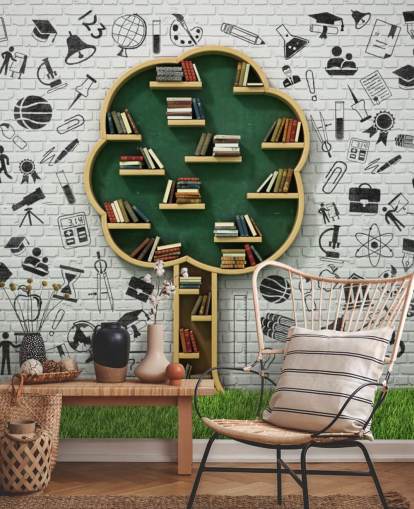 Scaffale albero Tree Book Shelf Wallpaper 