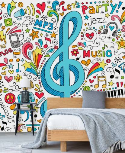 Groovy Music Doodles väggmålning Groovy Music Doodles väggmålning