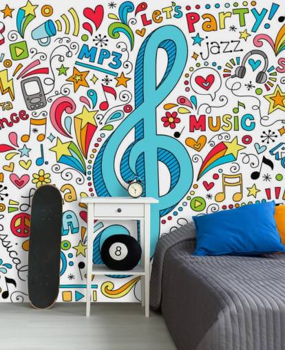 Groovy Music Doodles vægmaleri Groovy Music Doodles vægmaleri