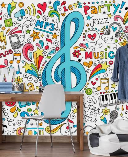 Mural de pared Groovy Music Doodles Mural de pared Groovy Music Doodles