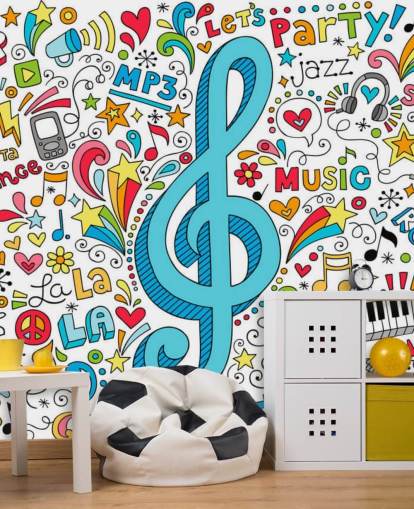 Groovy Music Doodles -seinämaalaus