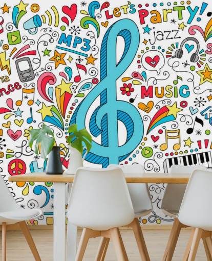 Groovy Music Doodles Wandgemälde