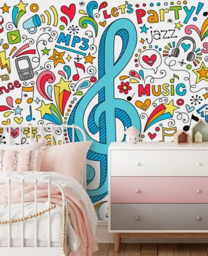 Mural de pared Groovy Music Doodles
