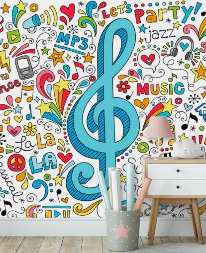 Mural de pared Groovy Music Doodles