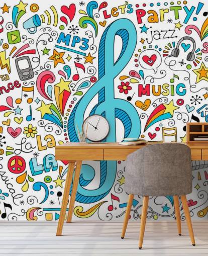 Groovy Music Doodles Wall Mural