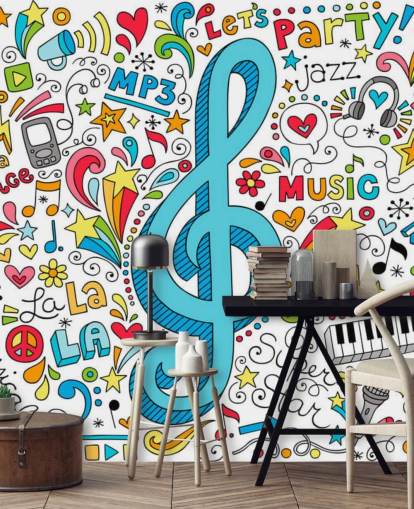 Poster mural Groovy Music Doodles