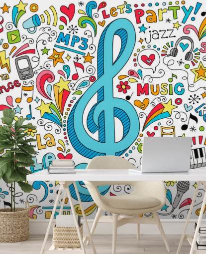 Groovy Music Doodles Wall Mural