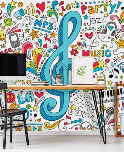 Groovy Music Doodles väggmålning
