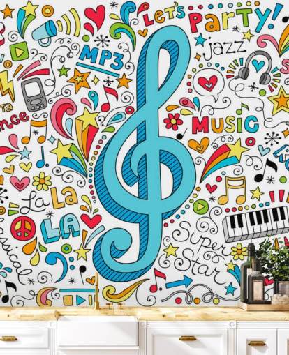 Mural de parede Groovy Music Doodles