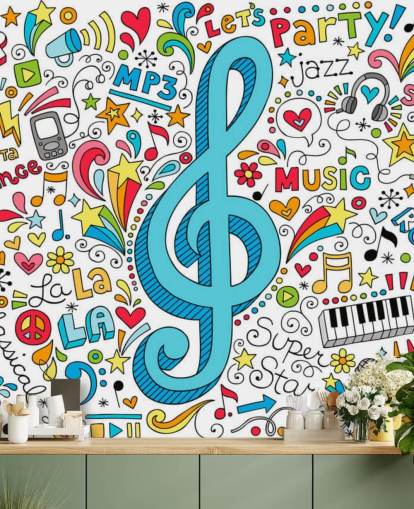 Groovy Music Doodles Wall Mural