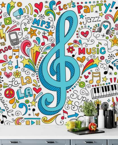 Groovy Music Doodles vægmaleri