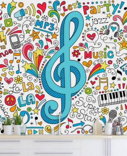 Groovy Music Doodles Wall Mural