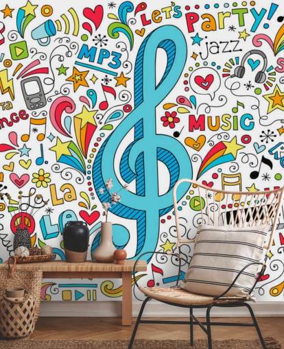 Groovy Music Doodles Wall Mural