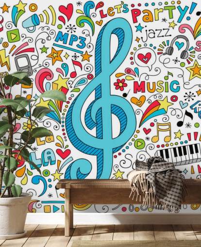 Groovy Music Doodles Wandgemälde