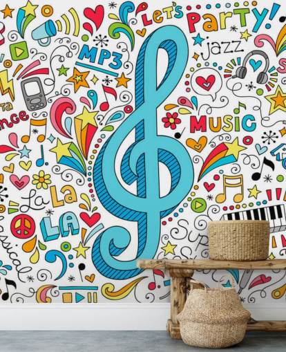 Groovy Music Doodles vægmaleri Groovy Music Doodles vægmaleri