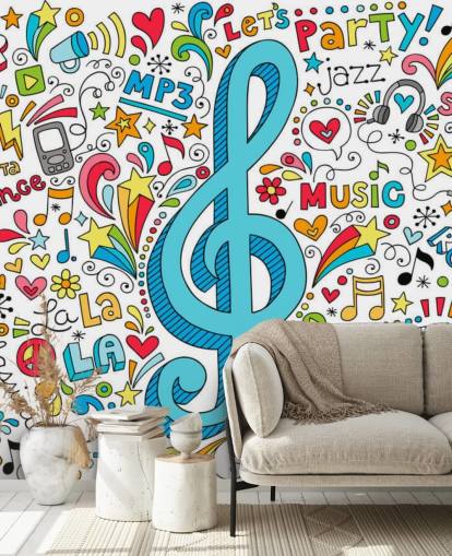 Groovy Music Doodles väggmålning