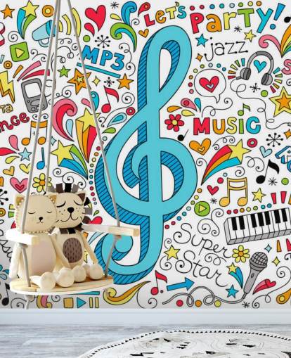 Groovy Music Doodles Wall Mural
