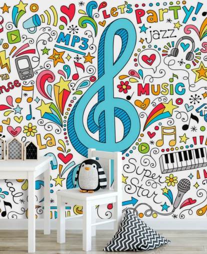 Groovy Music Doodles vægmaleri Groovy Music Doodles vægmaleri