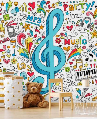 Groovy Music Doodles väggmålning Groovy Music Doodles väggmålning