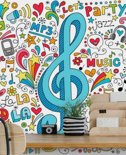Groovy Music Doodles Wall Mural