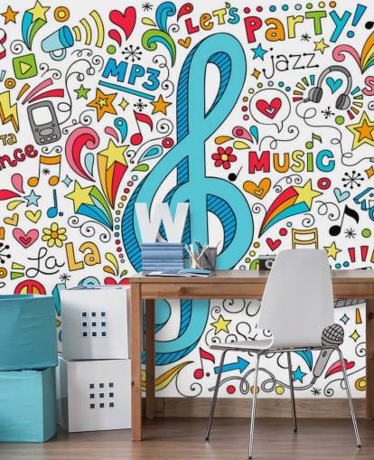 Poster mural Groovy Music Doodles