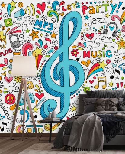 Groovy Music Doodles Wall Mural