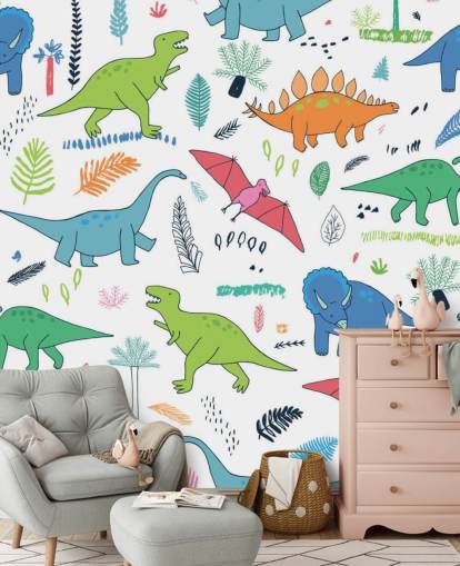 oranssi, sininen ja punainen dinosaurus piirustukset tapetti