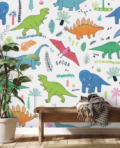 orange, blue and red dinosaur drawings wallpaper orange, blue and red dinosaur drawings wallpaper