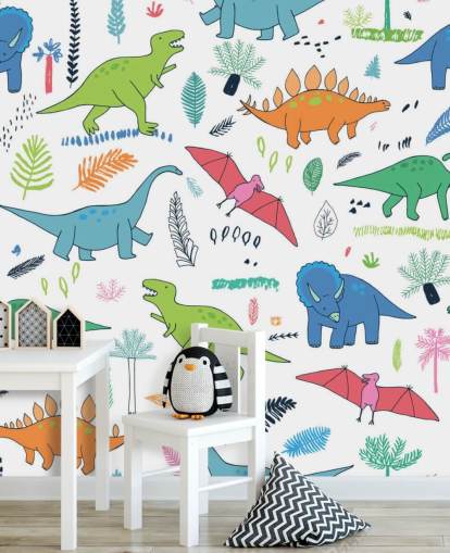 oranssi, sininen ja punainen dinosaurus piirustukset tapetti