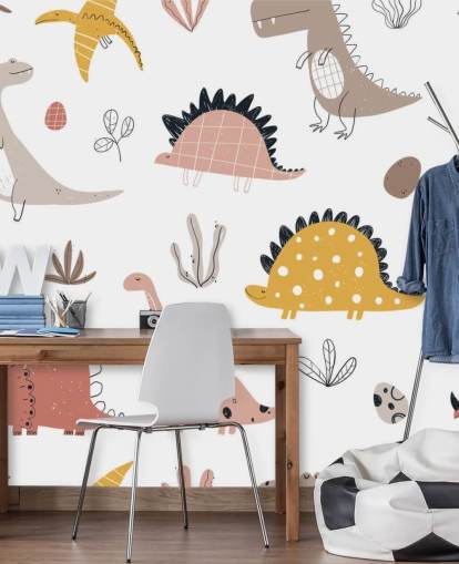 papel de parede dinossauro rosa, cinza e amarelo papel de parede dinossauro rosa, cinza e amarelo