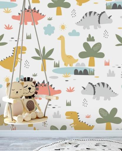 papier peint de dessins animés de dinosaures