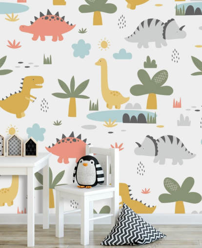 papier peint de dessins animés de dinosaures