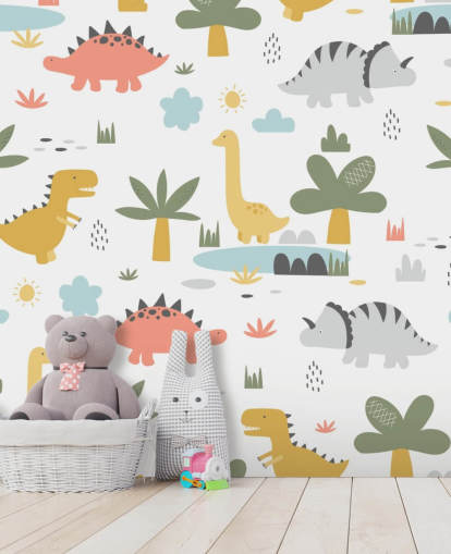 papier peint de dessins animés de dinosaures