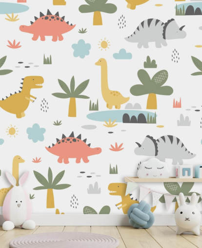 värikäs dinosaurus sarjakuvia tapetti