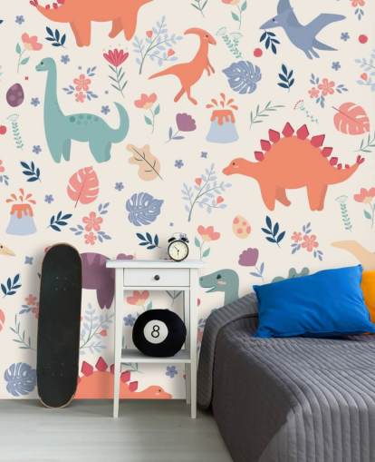 papel pintado de dinosaurios de colores lindos