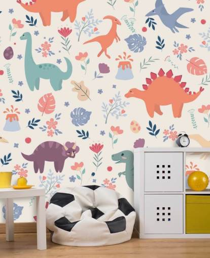 papel pintado de dinosaurios de colores lindos