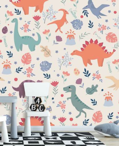 cute colourful dinosaurs wallpaper