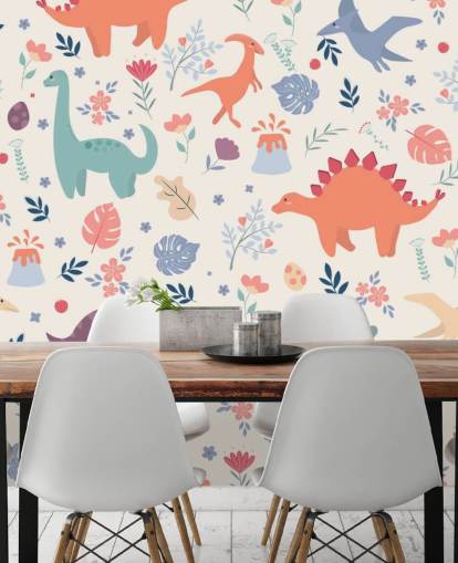 papel pintado de dinosaurios de colores lindos