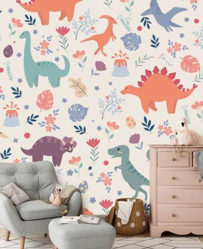 papel de parede bonito dinossauros coloridos