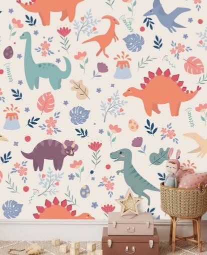 niedliche bunte Dinosaurier-Tapete