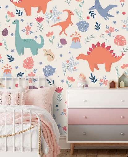papel pintado de dinosaurios de colores lindos