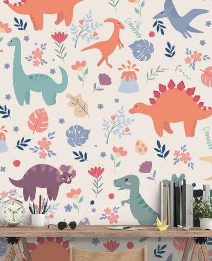 niedliche bunte Dinosaurier-Tapete
