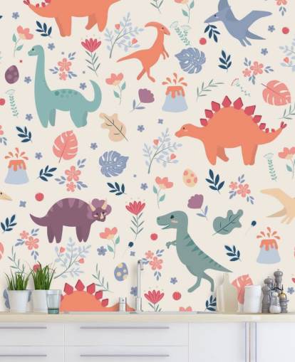 niedliche bunte Dinosaurier-Tapete niedliche bunte Dinosaurier-Tapete
